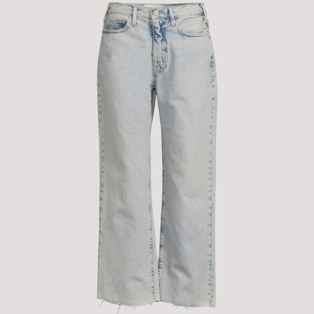 Frame Le Jane High Waisted Crop Faded Blue Denim Cropped Jeans Size 26